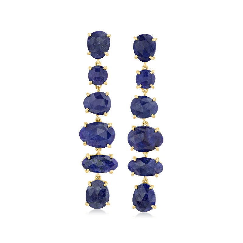 Elegant Rose Gold Jewelry For A Stylish Touch Ross-Simons Sapphire Linear Drop Earrings in 18kt Gold Over Sterling Elegant Rose Gold Jewelry For A Stylish Touch Ross-Simons Sapphire Linear Drop Earrings in 18kt Gold Over Sterling