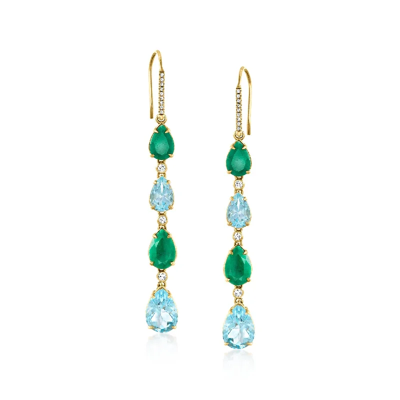 Delicate Crystal Jewelry For Sophisticated Charm Ross-Simons Sky Blue Topaz and Emerald Drop Earrings With . White Topaz in 18kt Gold Over Sterling Delicate Crystal Jewelry For Sophisticated Charm Ross-Simons Sky Blue Topaz and Emerald Drop Earrings With . White Topaz in 18kt Gold Over Sterling