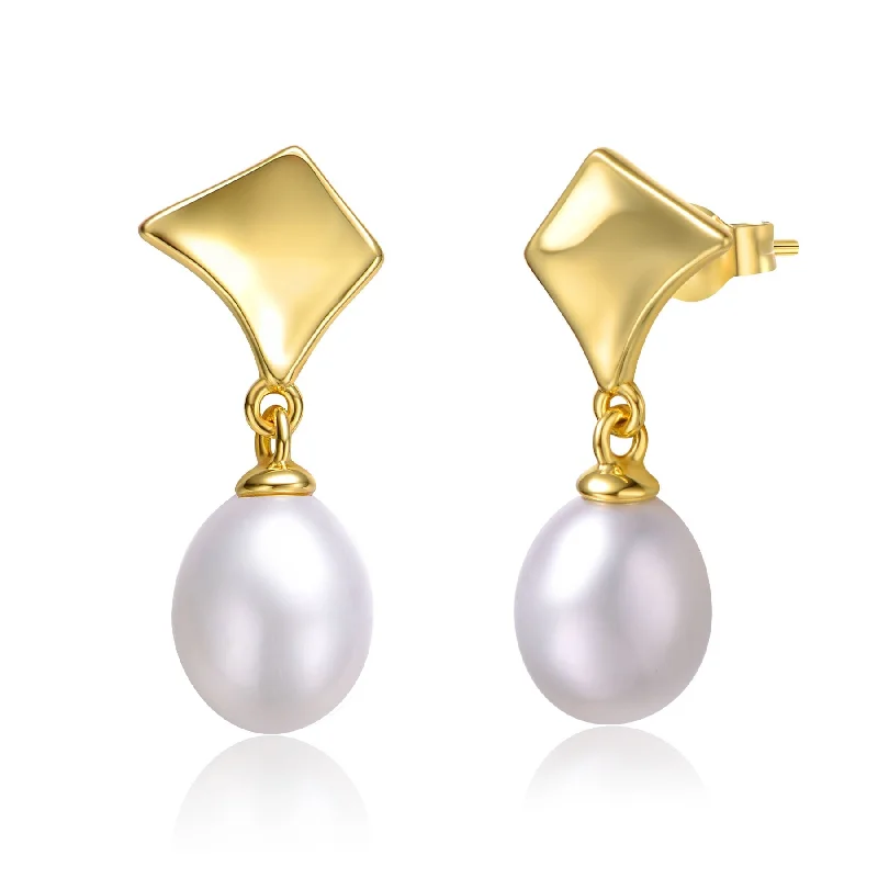 Timeless Elegance Now At Special Discounts Sterling Silver 14k Yellow Gold Plated with White Pearl & Gold Medallion Coin Double Drop Dangle Earrings Timeless Elegance Now At Special Discounts Sterling Silver 14k Yellow Gold Plated with White Pearl & Gold Medallion Coin Double Drop Dangle Earrings