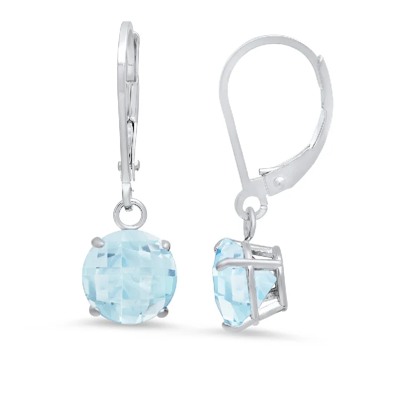 Shop Jewelry That Shines Without The High Price Sterling Silver Round Checkerboard Cut Gemstone Leverback Earrings (8mm) Shop Jewelry That Shines Without The High Price Sterling Silver Round Checkerboard Cut Gemstone Leverback Earrings (8mm)