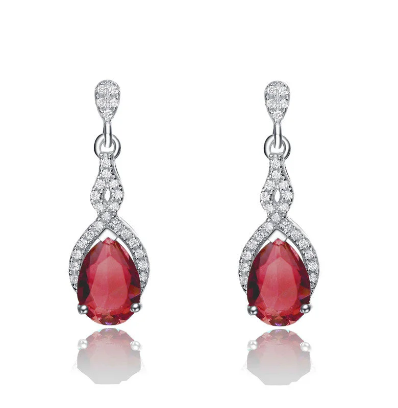 Eco-Friendly Sustainable Jewelry For Conscious Buyers Sterling Silver with Colored Cubic Zirconia Teardrop Earrings Eco-Friendly Sustainable Jewelry For Conscious Buyers Sterling Silver with Colored Cubic Zirconia Teardrop Earrings
