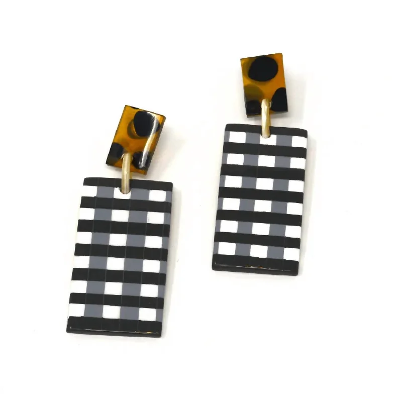 Shop Dazzling Jewelry With Special Promotional Discounts Women's Cabana Earrings In Grey Gingham Shop Dazzling Jewelry With Special Promotional Discounts Women's Cabana Earrings In Grey Gingham