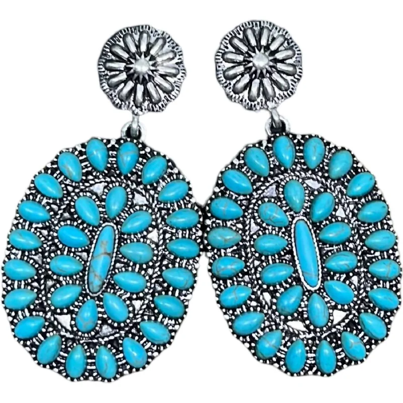 Affordable Elegance – Special Jewelry Sale Now Live Women's Cluster Concho Earrings In Turquoise Affordable Elegance – Special Jewelry Sale Now Live Women's Cluster Concho Earrings In Turquoise
