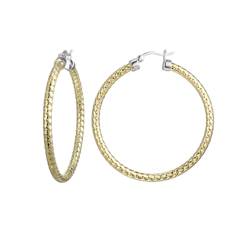 Unmissable Discounts On Timeless Jewelry Pieces Women's Mesh Hoop Earrings In Yellow Gold Unmissable Discounts On Timeless Jewelry Pieces Women's Mesh Hoop Earrings In Yellow Gold