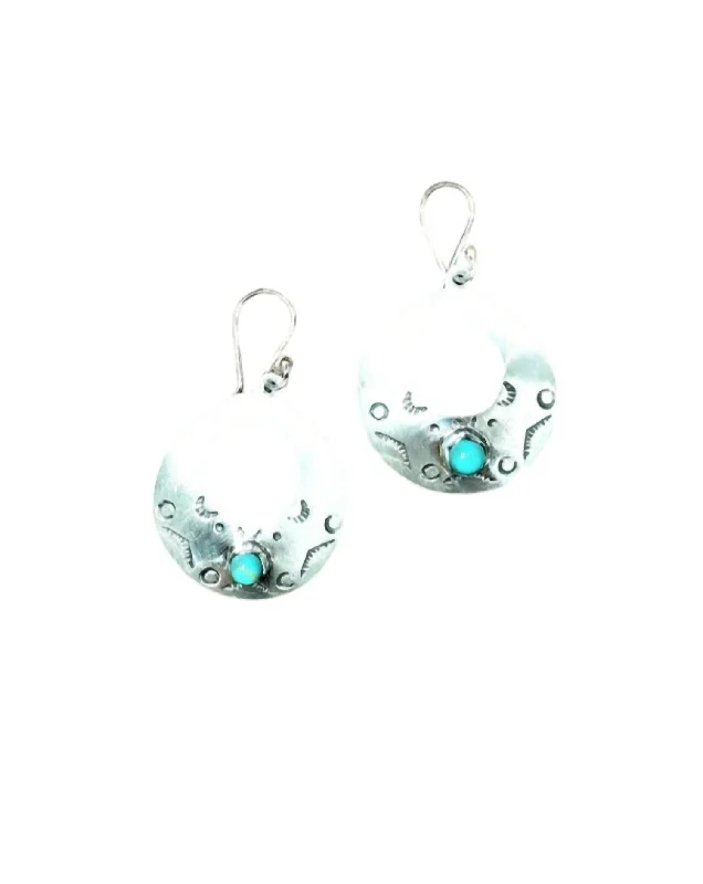 Huge Savings On Timeless Jewelry Collections Women's Stamped Hoops Earrings In Sterling & Turquoise Huge Savings On Timeless Jewelry Collections Women's Stamped Hoops Earrings In Sterling & Turquoise