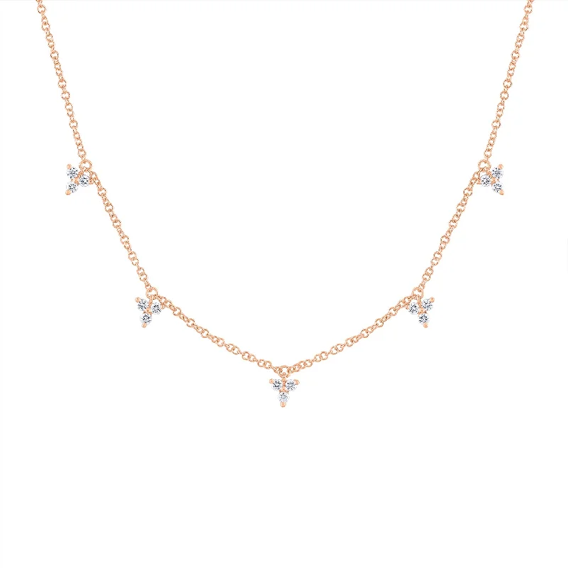 Jewelry Sale Bonanza – Grab Your Sparkle Now 14KT GOLD DIAMOND FIVE STATION TRIO DANGLE NECKLACE Jewelry Sale Bonanza – Grab Your Sparkle Now 14KT GOLD DIAMOND FIVE STATION TRIO DANGLE NECKLACE