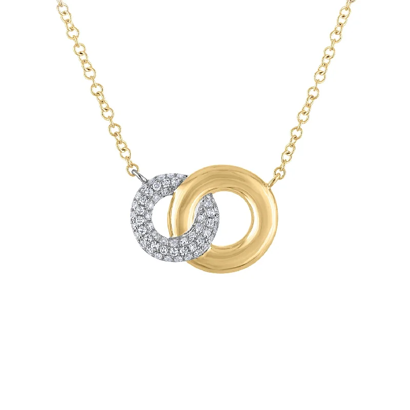 Get Your Favorite Jewelry At The Best Price 14KT GOLD DIAMOND INTERLOCKING CIRCLE NECKLACE