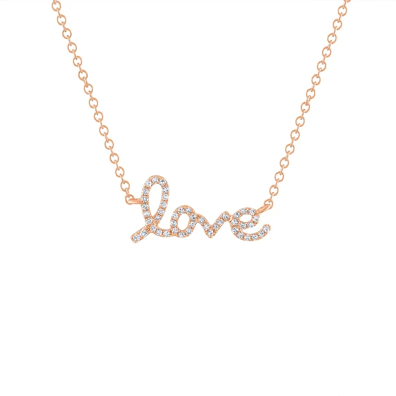 Handcrafted Jewelry Sale – Unique Designs At Low Prices 14KT GOLD DIAMOND LOVE SCRIPT NECKLACE