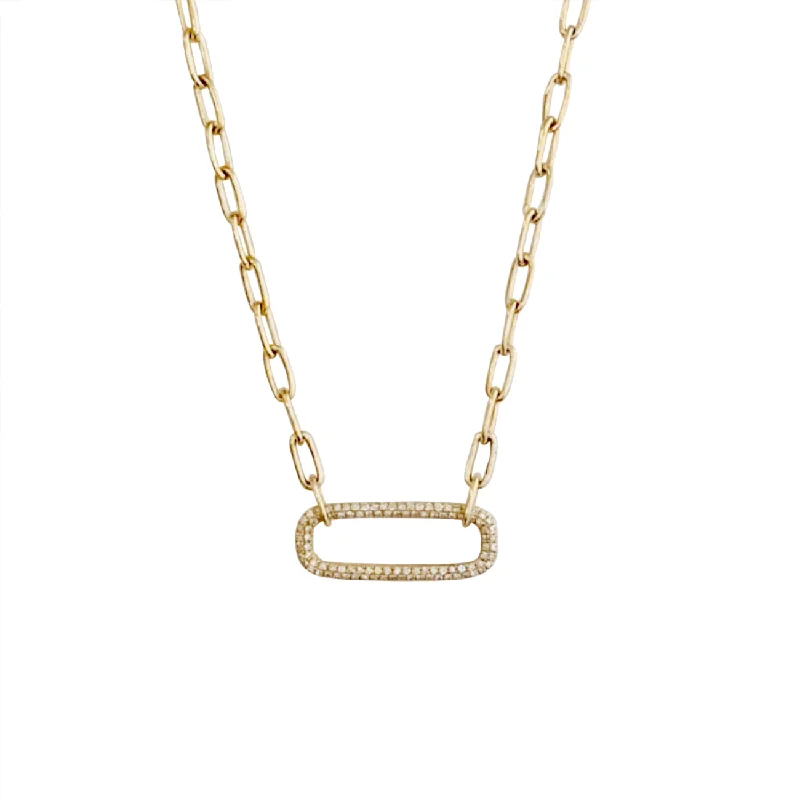 Modern Statement Jewelry For Bold Styling 14KT GOLD DIAMOND OPEN RECTANGLE LINK NECKLACE Modern Statement Jewelry For Bold Styling 14KT GOLD DIAMOND OPEN RECTANGLE LINK NECKLACE