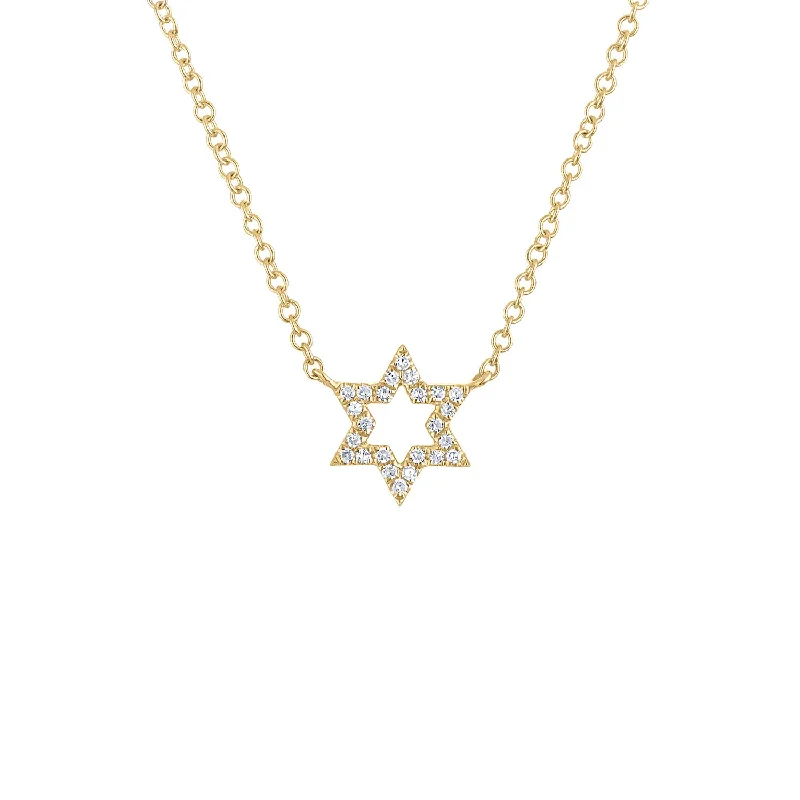 Fashion-Forward Geometric Jewelry For Contemporary Style 14KT GOLD DIAMOND OPEN STAR OF DAVID NECKLACE Fashion-Forward Geometric Jewelry For Contemporary Style 14KT GOLD DIAMOND OPEN STAR OF DAVID NECKLACE