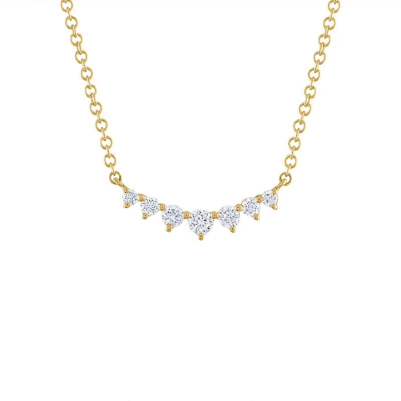 Your Perfect Accessory At The Perfect Price 14KT GOLD DIAMOND SEVEN PRONG CURVE NECKLACE Your Perfect Accessory At The Perfect Price 14KT GOLD DIAMOND SEVEN PRONG CURVE NECKLACE