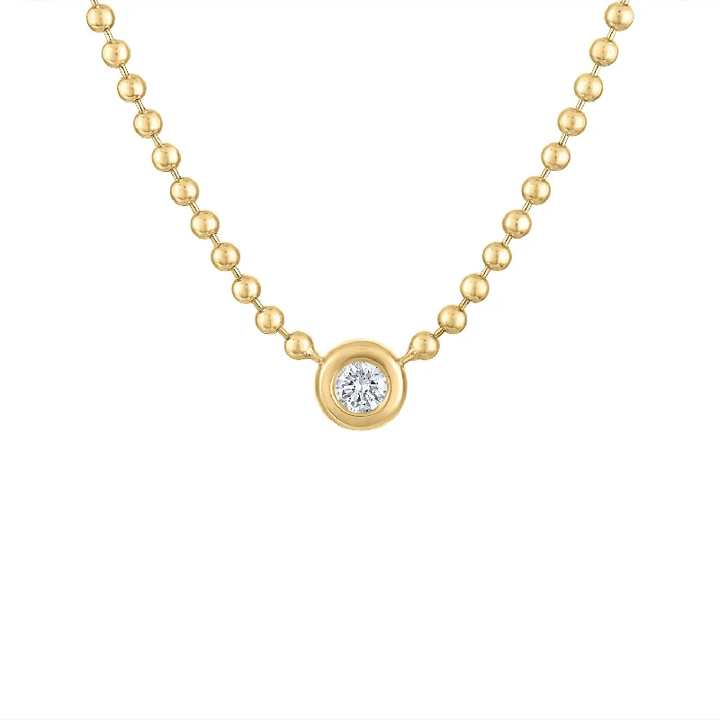 Your Dream Jewelry At Dream Prices – Shop Now 14KT GOLD DIAMOND SMALL BEZEL BALL NECKLACE