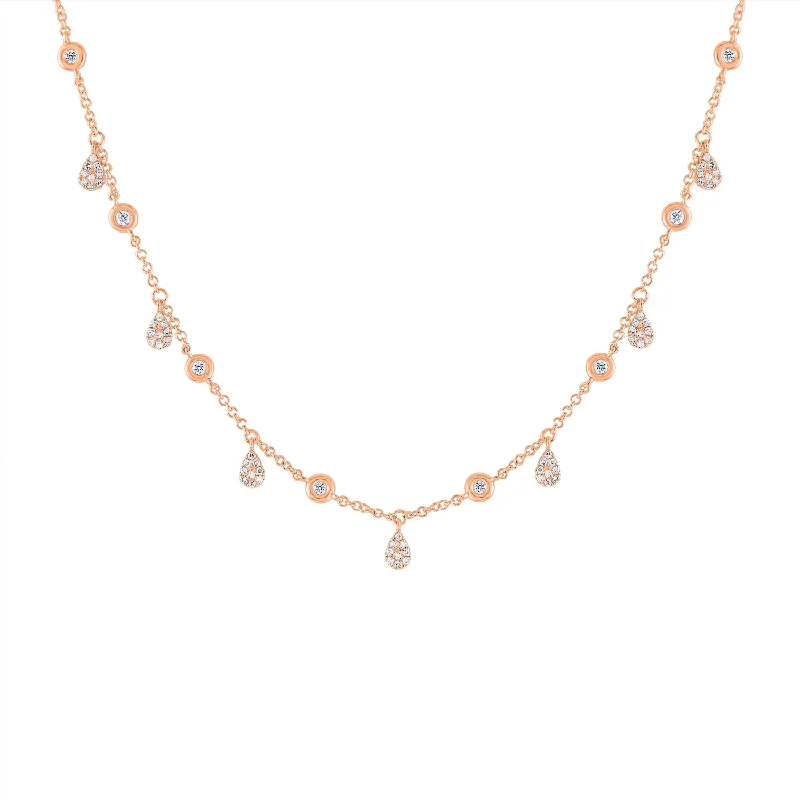 Timeless Elegance At Unbelievable Discounts 14KT GOLD DIAMOND TEARDROP BEZEL DANGLE NECKLACE Timeless Elegance At Unbelievable Discounts 14KT GOLD DIAMOND TEARDROP BEZEL DANGLE NECKLACE