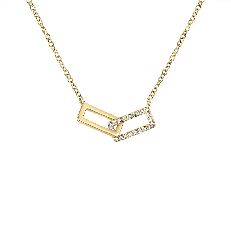Shop Modern Jewelry Collections With Exclusive Discounts 14KT GOLD DIAMOND TWO RECTANGLE LINK NECKLACE Shop Modern Jewelry Collections With Exclusive Discounts 14KT GOLD DIAMOND TWO RECTANGLE LINK NECKLACE