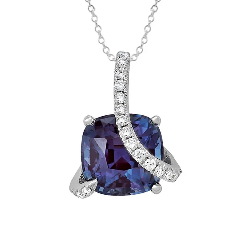 Chic, Trendy, And Affordable Jewelry Sale CHATHAM LAB GROWN ALEXANDRITE AND DIAMOND NECKLACE Chic, Trendy, And Affordable Jewelry Sale CHATHAM LAB GROWN ALEXANDRITE AND DIAMOND NECKLACE