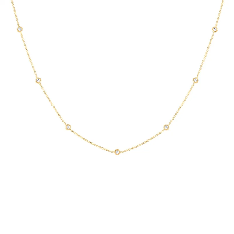 Your Perfect Accessory At The Perfect Price 14KT GOLD BEZEL SET DIAMOND BY THE YARD NECKLACE Your Perfect Accessory At The Perfect Price 14KT GOLD BEZEL SET DIAMOND BY THE YARD NECKLACE
