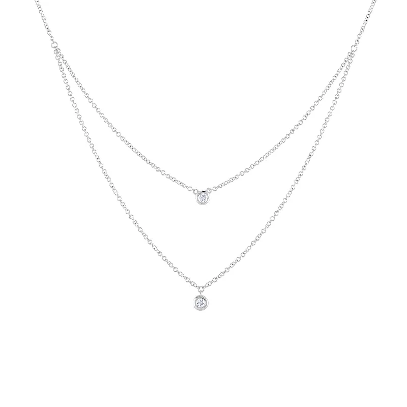 Luxury Jewelry At Budget-Friendly Prices – Grab Yours Now 14KT GOLD DOUBLE STRAND DIAMOND BEZEL SET NECKLACE Luxury Jewelry At Budget-Friendly Prices – Grab Yours Now 14KT GOLD DOUBLE STRAND DIAMOND BEZEL SET NECKLACE