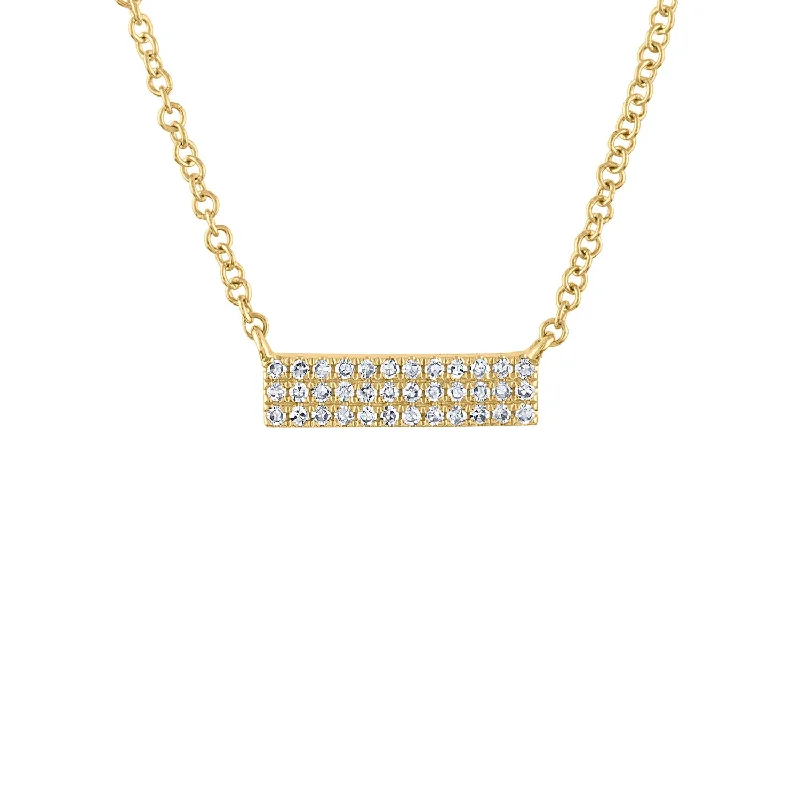 Shop Fine Jewelry With Exclusive Savings 14KT GOLD MINI DIAMOND 3 ROW BAR NECKLACE