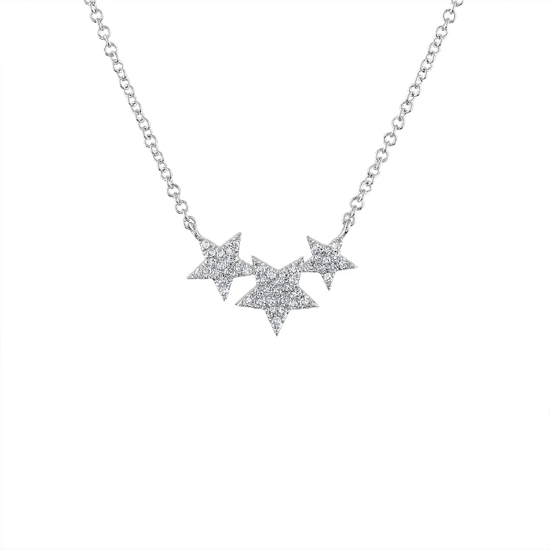 Must-Have Jewelry At Unbelievable Discounts 14KT GOLD DIAMOND THREE STAR NECKLACE