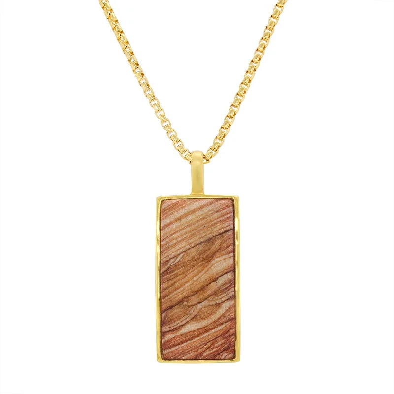 Holiday Jewelry Sale – Perfect Gifts At Great Prices MEN'S GOLD PLATED NECKLACE WITH WOOD JASPER TAG Holiday Jewelry Sale – Perfect Gifts At Great Prices MEN'S GOLD PLATED NECKLACE WITH WOOD JASPER TAG