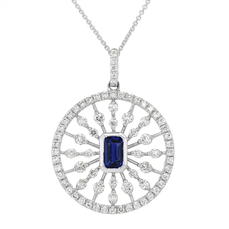 Final Call For Exquisite Jewelry At Reduced Rates MODERN WHITE GOLD NECKLACE WITH SAPPHIRE AND DIAMONDS, .67 CT TW
