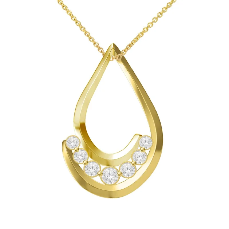 Stunning Jewelry At A Fraction Of The Price MODERN YELLOW GOLD AND DIAMOND TEAR DROP PENDANT, .64 CT TW Stunning Jewelry At A Fraction Of The Price MODERN YELLOW GOLD AND DIAMOND TEAR DROP PENDANT, .64 CT TW