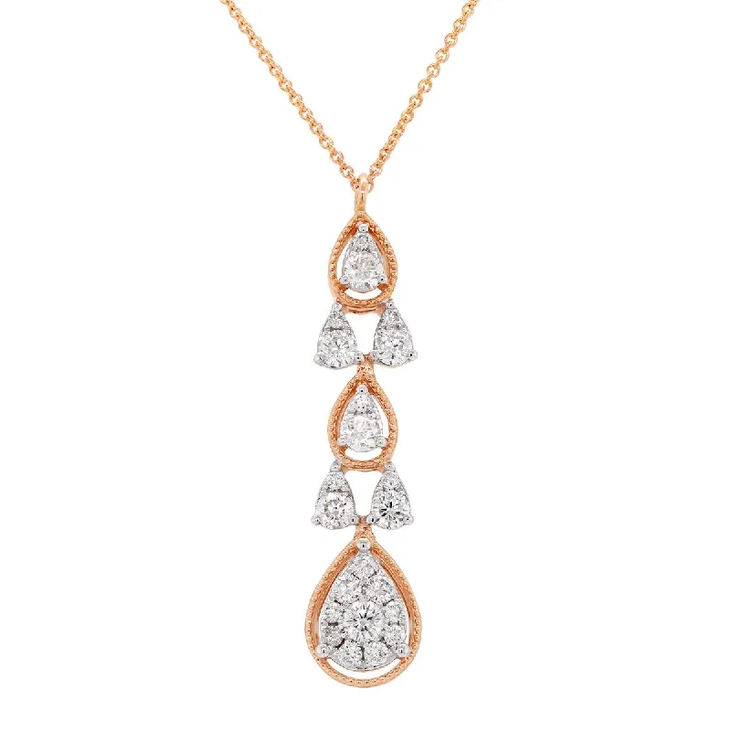 Luxury Handcrafted Jewelry For Elegant Looks ROSE GOLD DANGLE NECKLACE WITH 22 ROUND CUT DIAMONDS, .44 CT TW Luxury Handcrafted Jewelry For Elegant Looks ROSE GOLD DANGLE NECKLACE WITH 22 ROUND CUT DIAMONDS, .44 CT TW