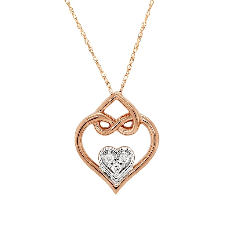Dazzling Deals On Necklaces, Bracelets, And More ROSE GOLD INTERLOCKING HEART PENDANT NECKLACE WITH DIAMONDS, .05 CT TW Dazzling Deals On Necklaces, Bracelets, And More ROSE GOLD INTERLOCKING HEART PENDANT NECKLACE WITH DIAMONDS, .05 CT TW