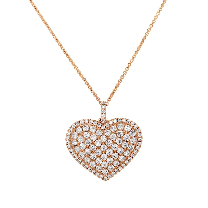 Clearance Sale On High-End Jewelry Collections ROSE GOLD NECKLACE WITH DIAMOND HEART SHAPED PENDANT, 2.75 CT TW Clearance Sale On High-End Jewelry Collections ROSE GOLD NECKLACE WITH DIAMOND HEART SHAPED PENDANT, 2.75 CT TW