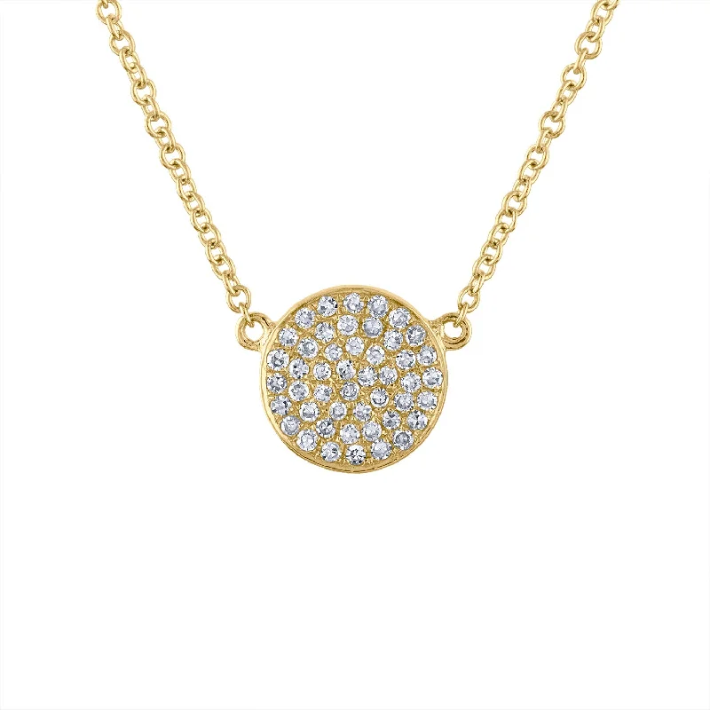 Limited-Time Offer On Elegant Jewelry Pieces 14KT GOLD SMALL PAVE DIAMOND DISK NECKLACE Limited-Time Offer On Elegant Jewelry Pieces 14KT GOLD SMALL PAVE DIAMOND DISK NECKLACE