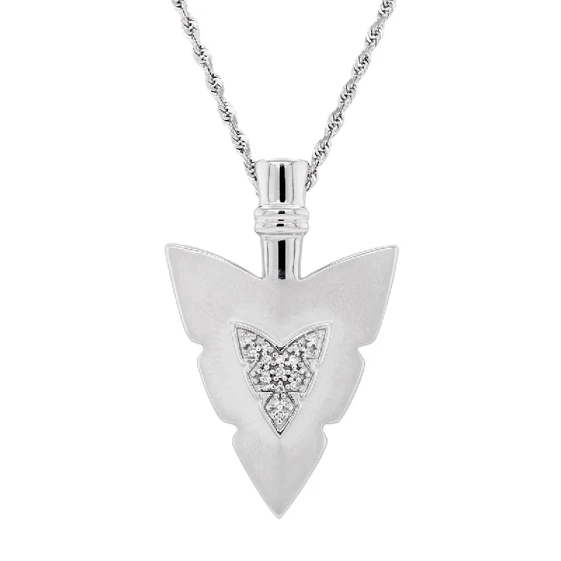 The Biggest Jewelry Sale Of The Year Is Here STERLING SILVER ARROWHEAD PENDANT NECKLACE WITH DIAMONDS, .05 CT TW The Biggest Jewelry Sale Of The Year Is Here STERLING SILVER ARROWHEAD PENDANT NECKLACE WITH DIAMONDS, .05 CT TW