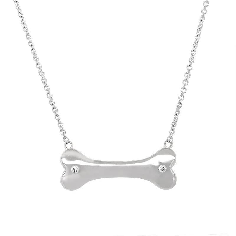 Flash Sale On Exquisite Jewelry – Don't Miss Out STERLING SILVER BONE SHAPED PENDANT WITH DIAMONDS, .01 CT TW