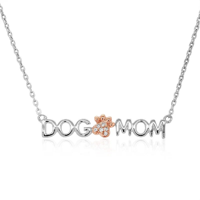 Jewelry Sale Alert – Shop Timeless Elegance Today STERLING SILVER DOG MOM PENDANT NECKLACE WITH DIAMONDS, .02 CT TW