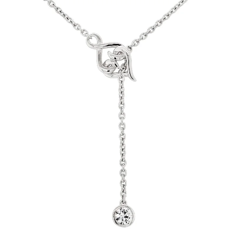 Waterproof Stainless Steel Jewelry For Lasting Beauty STERLING SILVER DOUBLE HEART LARIAT NECKLACE WITH WHITE SAPPHIRE Waterproof Stainless Steel Jewelry For Lasting Beauty STERLING SILVER DOUBLE HEART LARIAT NECKLACE WITH WHITE SAPPHIRE