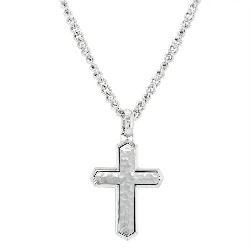 Handmade Pearl Jewelry For Timeless Elegance STERLING SILVER HAMMERED CROSS PENDANT NECKLACE Handmade Pearl Jewelry For Timeless Elegance STERLING SILVER HAMMERED CROSS PENDANT NECKLACE