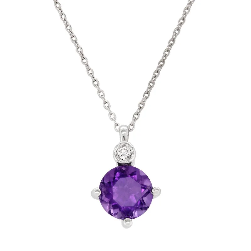 Discounted Jewelry For A Glamorous Look STERLING SILVER NECKLACE WITH AMETHYST AND LAB GROWN DIAMOND ACCENT, .02 CT Discounted Jewelry For A Glamorous Look STERLING SILVER NECKLACE WITH AMETHYST AND LAB GROWN DIAMOND ACCENT, .02 CT