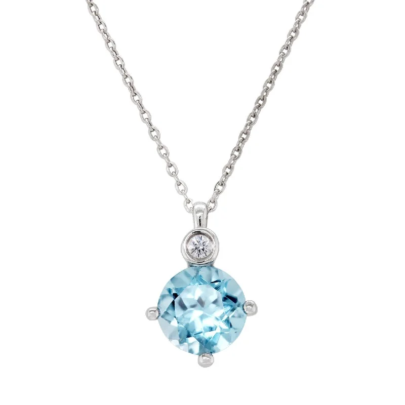 Discounted Luxury Jewelry – Shine Without The Splurge STERLING SILVER NECKLACE WITH BLUE TOPAZ AND LAB GROWN DIAMOND ACCENT, .02 CT Discounted Luxury Jewelry – Shine Without The Splurge STERLING SILVER NECKLACE WITH BLUE TOPAZ AND LAB GROWN DIAMOND ACCENT, .02 CT
