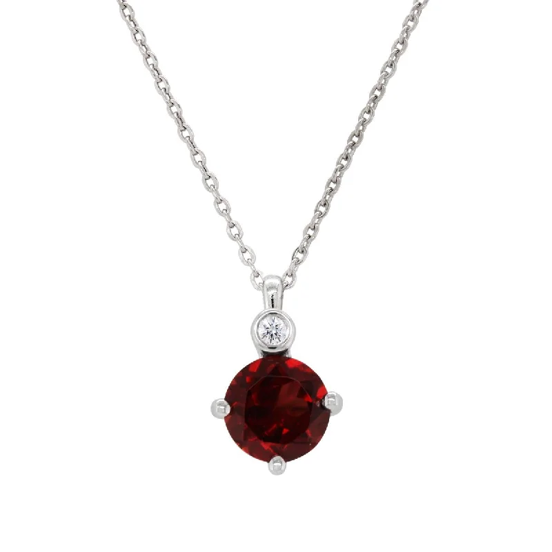 Limited-Stock Jewelry Sale – Once It's Gone, It's Gone STERLING SILVER NECKLACE WITH GARNET AND LAB GROWN DIAMOND ACCENT, .02 CT Limited-Stock Jewelry Sale – Once It's Gone, It's Gone STERLING SILVER NECKLACE WITH GARNET AND LAB GROWN DIAMOND ACCENT, .02 CT