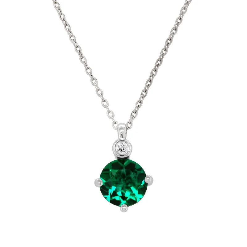 Grab Your Favorite Jewelry At The Lowest Prices STERLING SILVER NECKLACE WITH LAB GROWN EMERALD AND DIAMOND ACCENTS, .02 CT Grab Your Favorite Jewelry At The Lowest Prices STERLING SILVER NECKLACE WITH LAB GROWN EMERALD AND DIAMOND ACCENTS, .02 CT