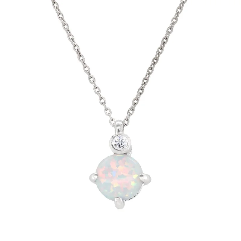 Exclusive Jewelry Sale – Sparkle For Less STERLING SILVER NECKLACE WITH LAB GROWN OPAL AND DIAMOND ACCENT, .02 CT Exclusive Jewelry Sale – Sparkle For Less STERLING SILVER NECKLACE WITH LAB GROWN OPAL AND DIAMOND ACCENT, .02 CT