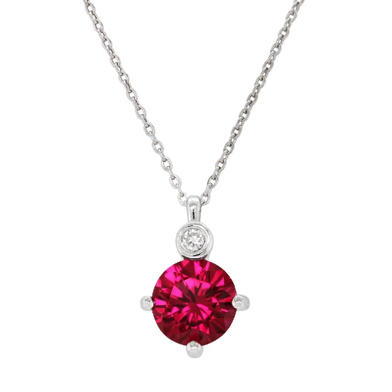 Flash Sale On Stunning Jewelry – Don't Miss Out STERLING SILVER NECKLACE WITH LAB GROWN RUBY AND DIAMOND ACCENT, .02 CT
