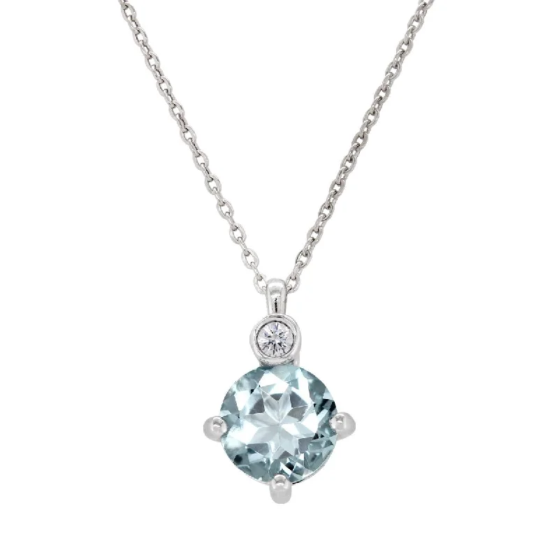 Affordable Luxury Jewelry For Every Occasion STERLING SILVER NECKLACE WITH PALE BLUE TOPAZ AND LAB GROWN DIAMOND, .02 CT Affordable Luxury Jewelry For Every Occasion STERLING SILVER NECKLACE WITH PALE BLUE TOPAZ AND LAB GROWN DIAMOND, .02 CT