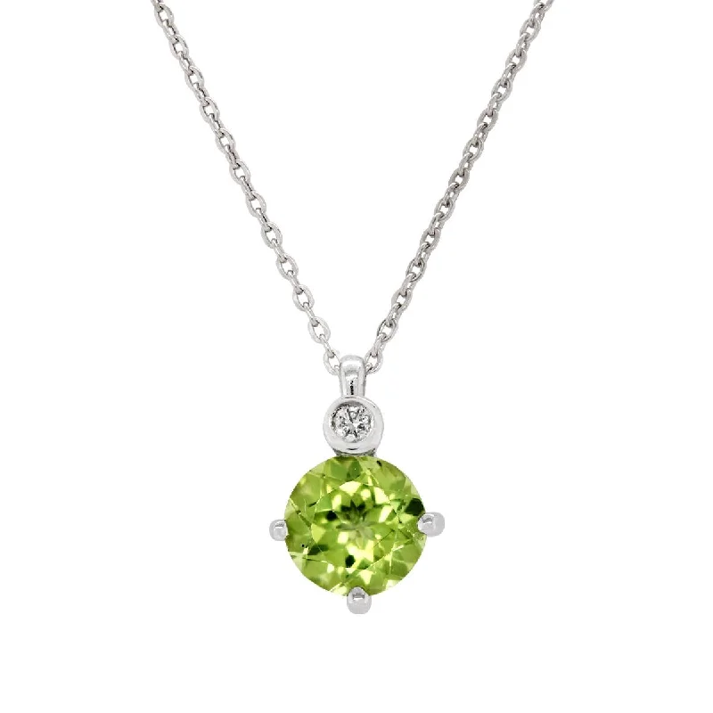Shop Dazzling Jewelry At The Best Prices STERLING SILVER NECKLACE WITH PERIDOT AND LAB GROWN DIAMOND ACCENT, .02 CT Shop Dazzling Jewelry At The Best Prices STERLING SILVER NECKLACE WITH PERIDOT AND LAB GROWN DIAMOND ACCENT, .02 CT