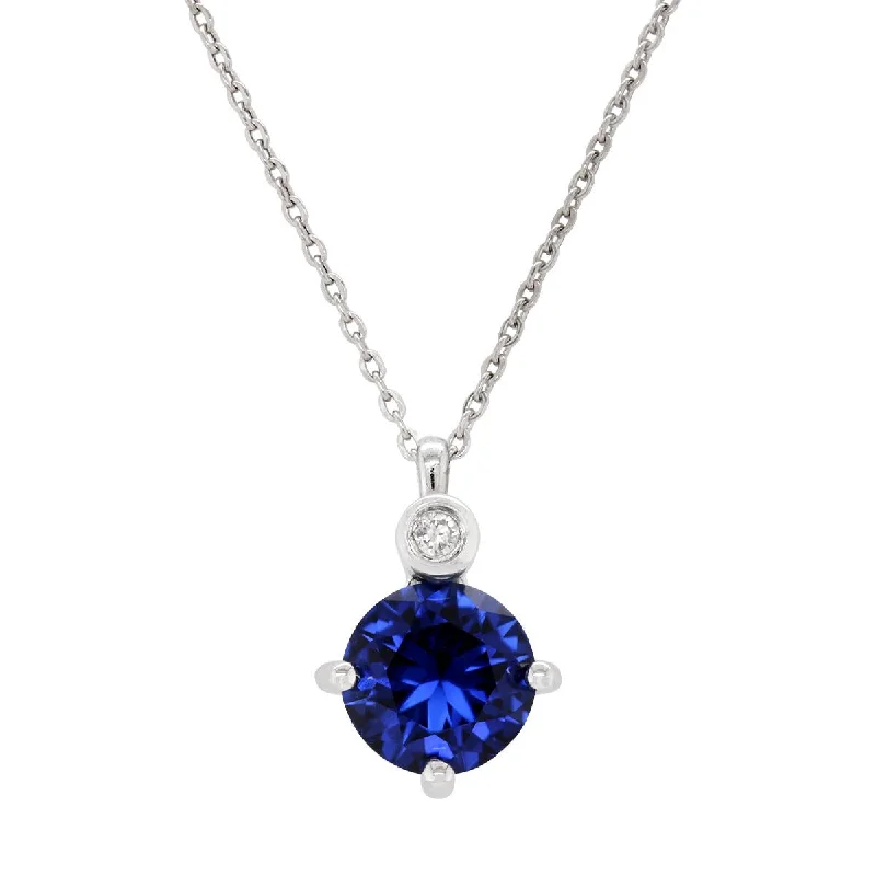 Limited-Time Offer On Elegant Jewelry Pieces STERLING SILVER NECKLACE WITH SAPPHIRE AND LAB GROWN DIAMOND ACCENT, .02 CT Limited-Time Offer On Elegant Jewelry Pieces STERLING SILVER NECKLACE WITH SAPPHIRE AND LAB GROWN DIAMOND ACCENT, .02 CT