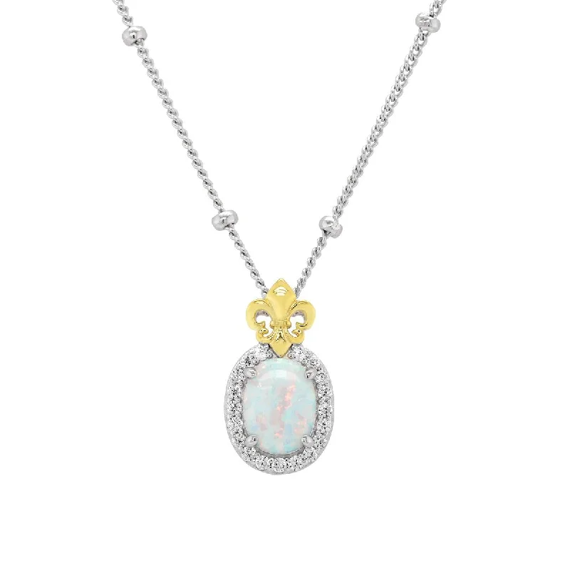 Shop Dazzling Jewelry At The Best Prices STERLING SILVER OPAL PENDANT WITH GOLD ACCENTS AND CZ HALO Shop Dazzling Jewelry At The Best Prices STERLING SILVER OPAL PENDANT WITH GOLD ACCENTS AND CZ HALO