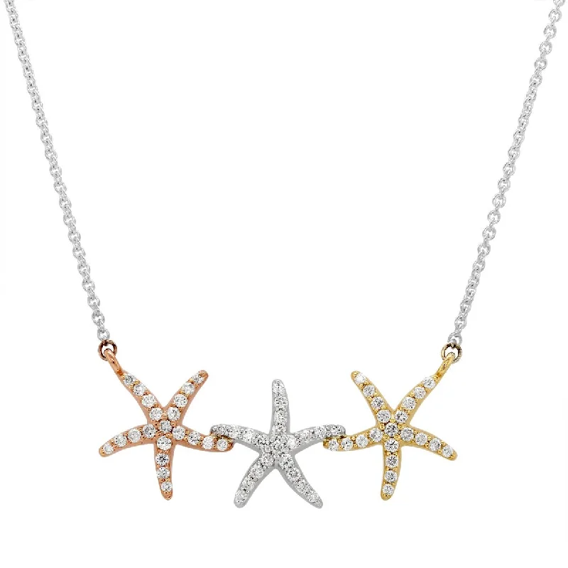 Huge Savings On Premium Jewelry Styles TRI-TONE GOLD STARFISH NECKLACE WITH DIAMONDS, 3/8 CT TW Huge Savings On Premium Jewelry Styles TRI-TONE GOLD STARFISH NECKLACE WITH DIAMONDS, 3/8 CT TW