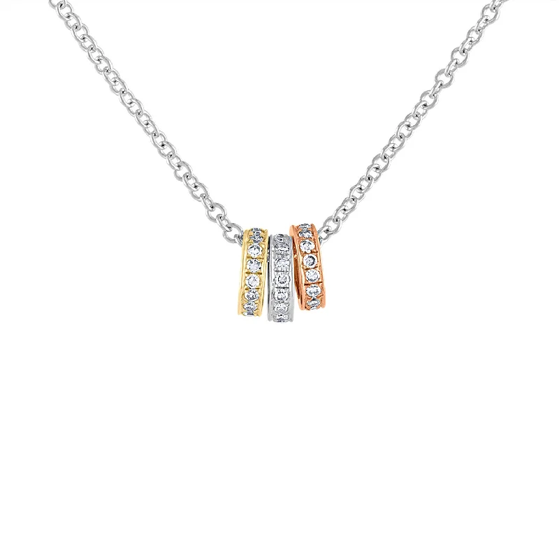 Bestselling Jewelry At Special Promotional Rates 14KT GOLD TRICOLOR DIAMOND ROLLING CIRCLES NECKLACE Bestselling Jewelry At Special Promotional Rates 14KT GOLD TRICOLOR DIAMOND ROLLING CIRCLES NECKLACE