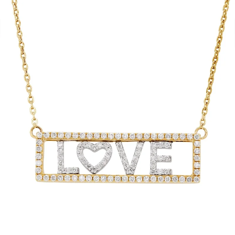 Chic And Stylish Jewelry At Discounted Prices TWO-TONE GOLD AND DIAMOND LOVE PENDANT NECKLACE, 1.06 CT TW Chic And Stylish Jewelry At Discounted Prices TWO-TONE GOLD AND DIAMOND LOVE PENDANT NECKLACE, 1.06 CT TW