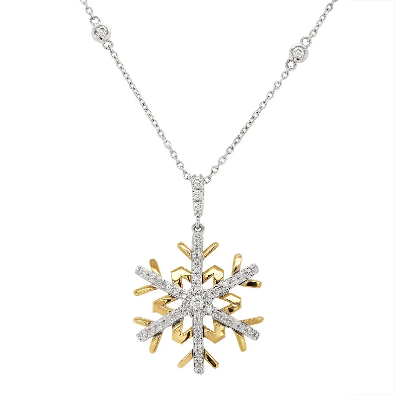 Bold And Beautiful Jewelry Now At Irresistible Prices TWO-TONE GOLD DIAMOND SNOWFLAKE NECKLACE, .34 CT TW Bold And Beautiful Jewelry Now At Irresistible Prices TWO-TONE GOLD DIAMOND SNOWFLAKE NECKLACE, .34 CT TW