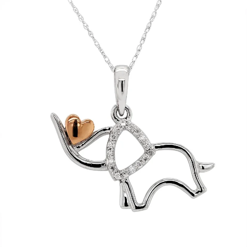 Luxury Jewelry At Budget-Friendly Prices – Grab Yours Now TWO-TONE GOLD ELEPHANT AND HEART NECKLACE WITH DIAMONDS, 1/20 CT TW Luxury Jewelry At Budget-Friendly Prices – Grab Yours Now TWO-TONE GOLD ELEPHANT AND HEART NECKLACE WITH DIAMONDS, 1/20 CT TW